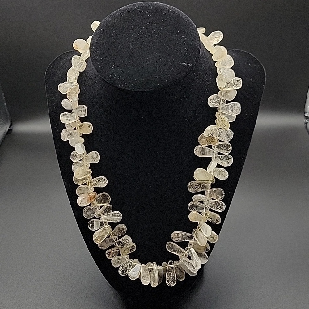 Golden Rutile Quartz 20" Handmade Tear Drop Necklace 570 Cts Beaded Gemstone - Picture 6 of 8